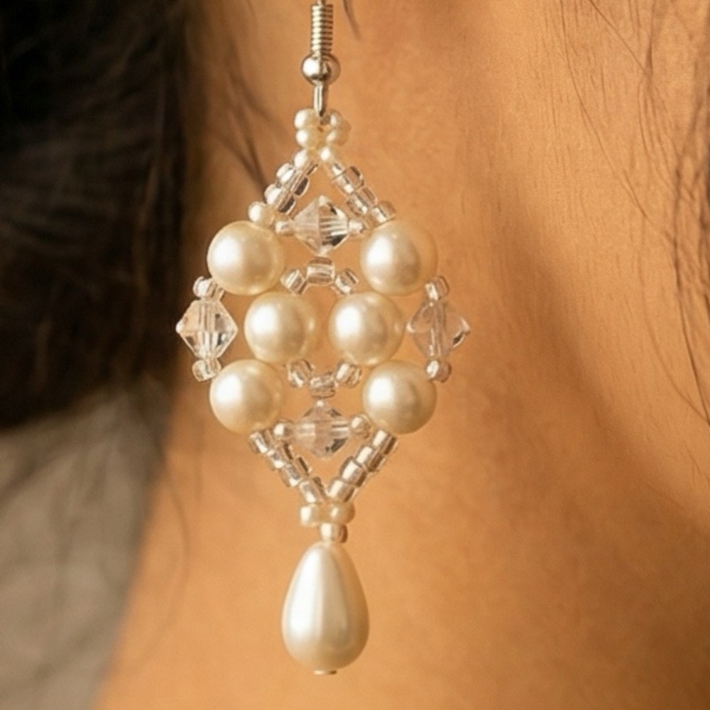 Elegant Pearl and Crystal Drop Earrings